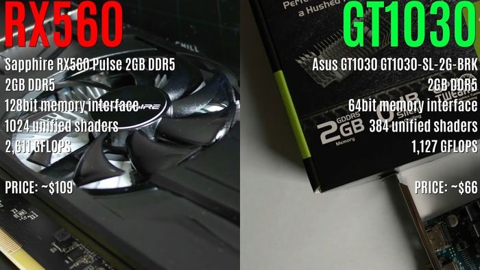 Radeon RX 560 và GeForce GT 1030