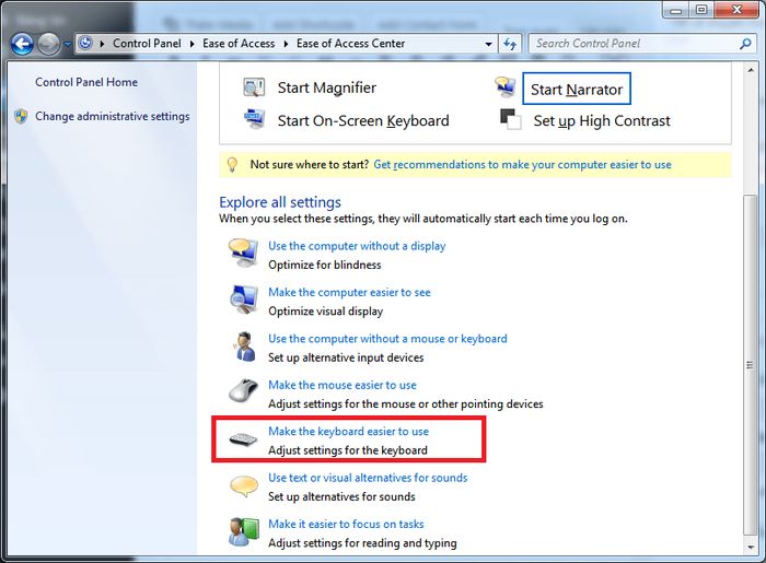 Khắc phục lỗi không gõ được phím trên Windows 7 3